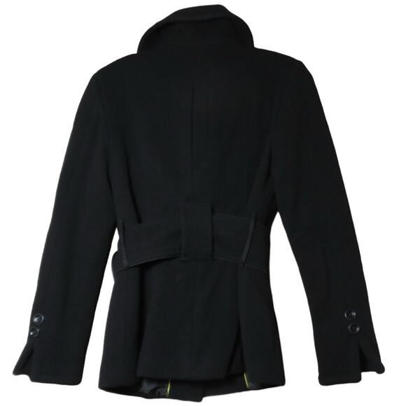 Soia & Kyo Wool Pea Coat Jacket Belted Women's Petite Small Black - Picture 3 of 15